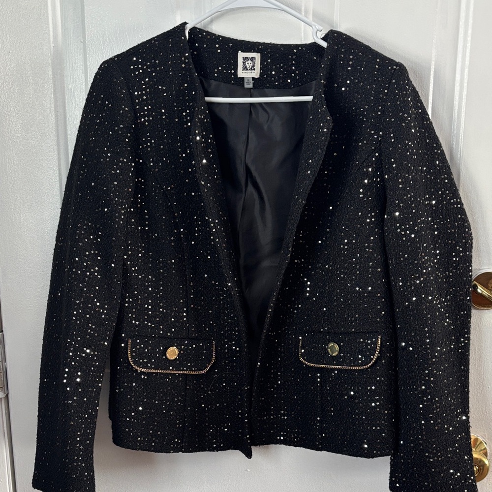 Anne Klein Black & Gold Sequin Blazer NWOT